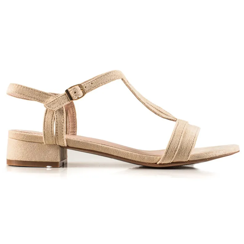 Klassieke suède VINCEZA sandalen beige
